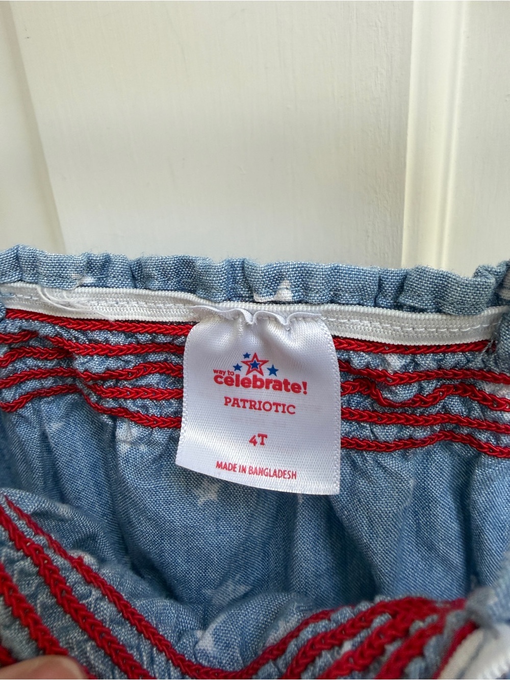 Way to Celebrate Patriotic 4T Girls Red White Blue Denim Star Tank Top Romper - Picture 4 of 6